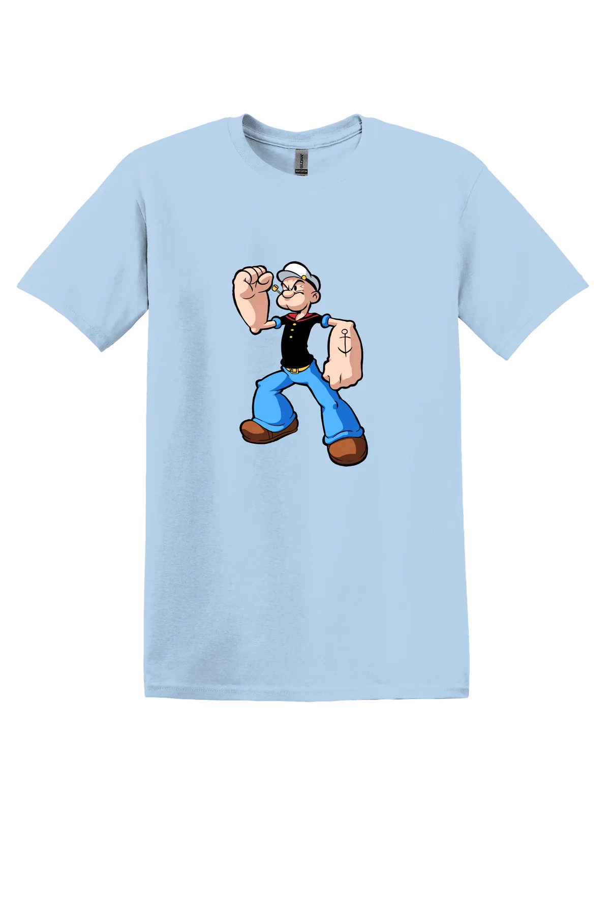 Popeye the Sailor 75 Tee, Light Blue, front print