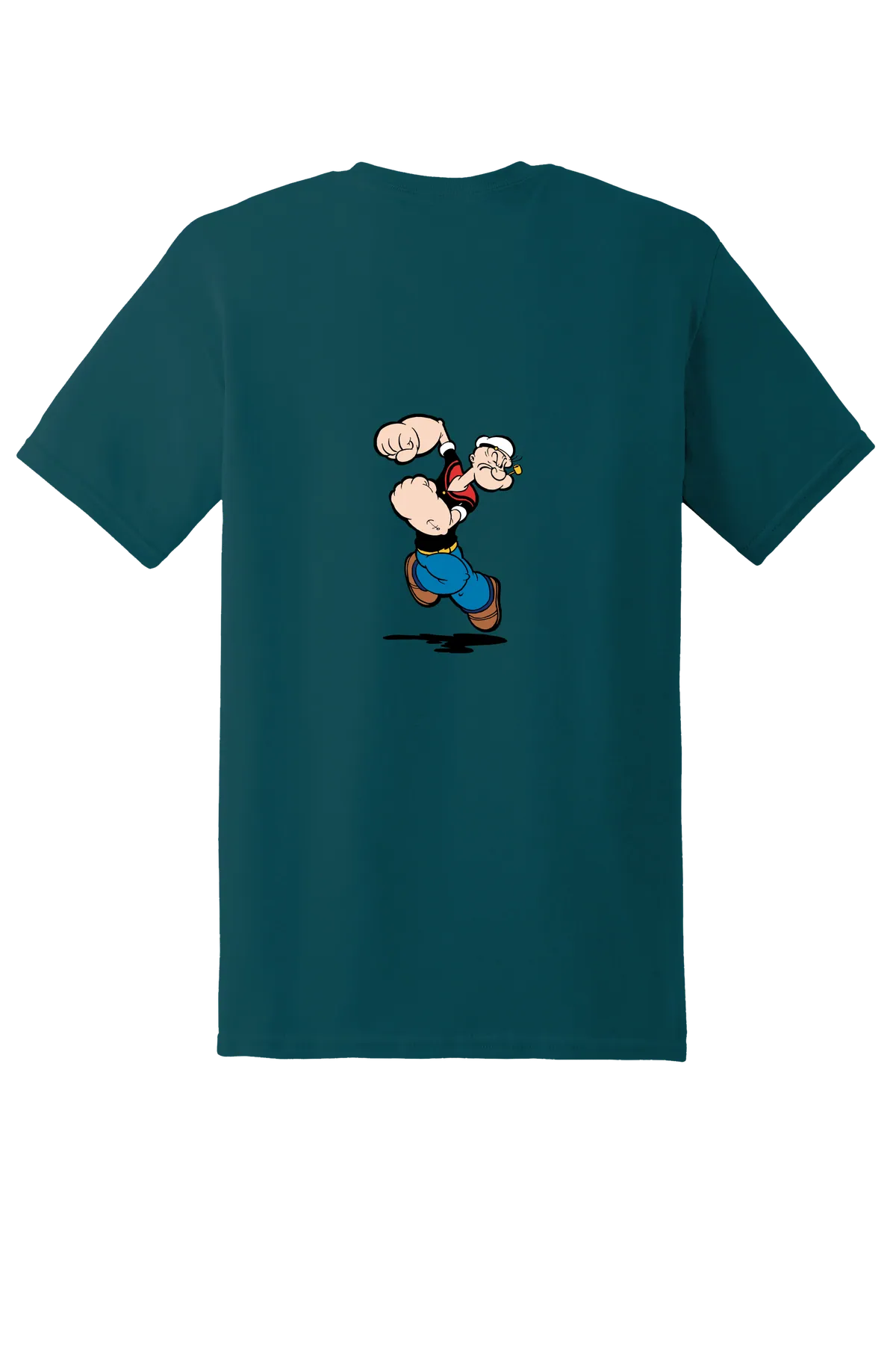 Popeye the Sailor 9 Tee, Fan Marine Green, back print
