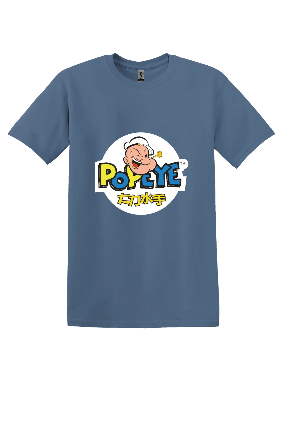 Popeye the Sailor 93 Tee, Indigo Blue, front print