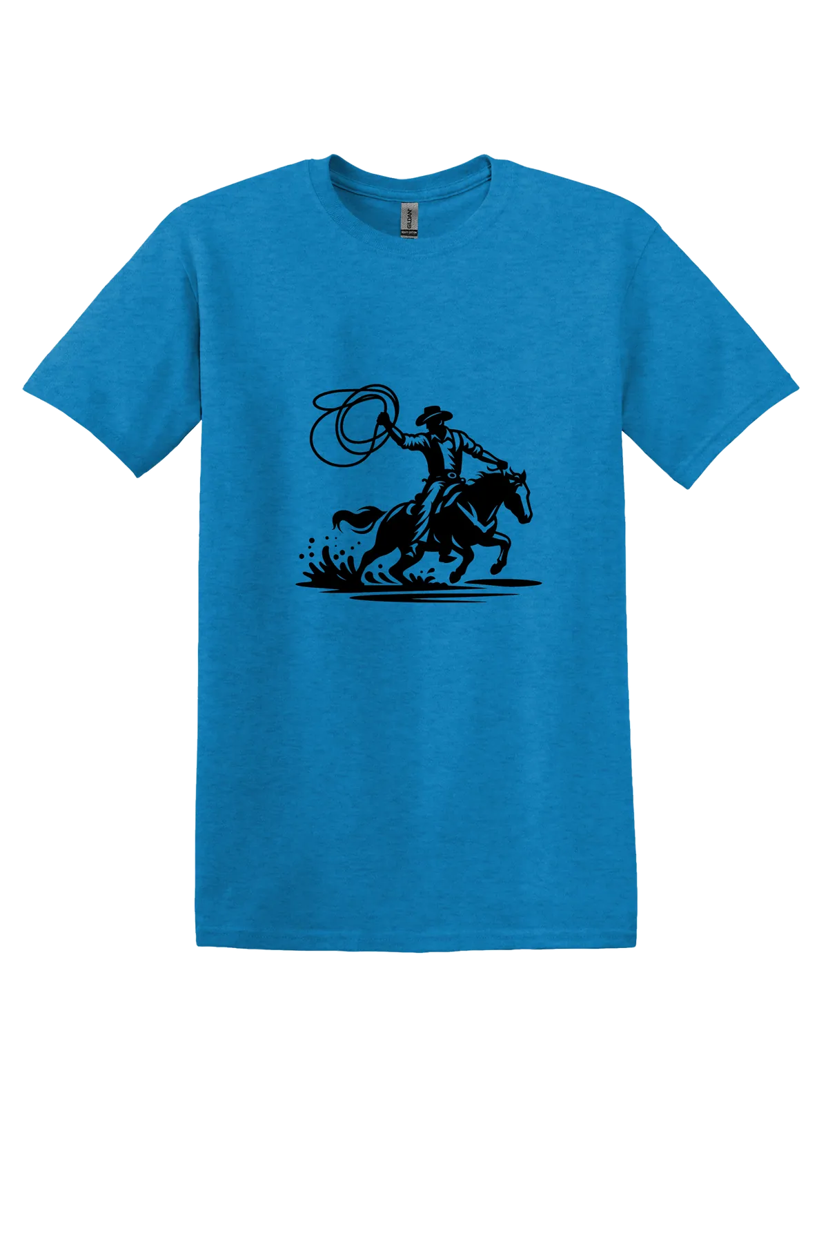 rodeo 107 Tee, Heather Sapphire, front print