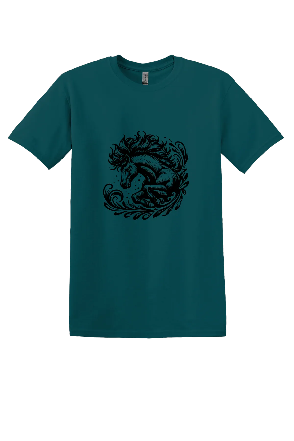 rodeo 120 Tee, Fan Marine Green, front print
