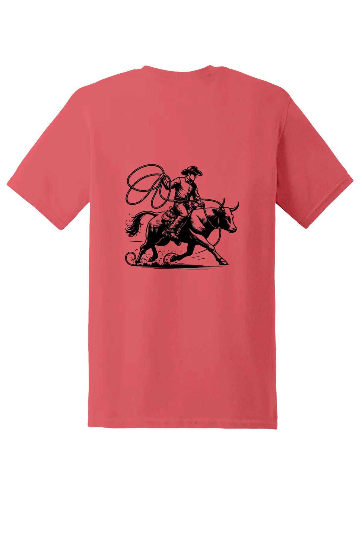 rodeo 121 Tee, Coral Silk, back print