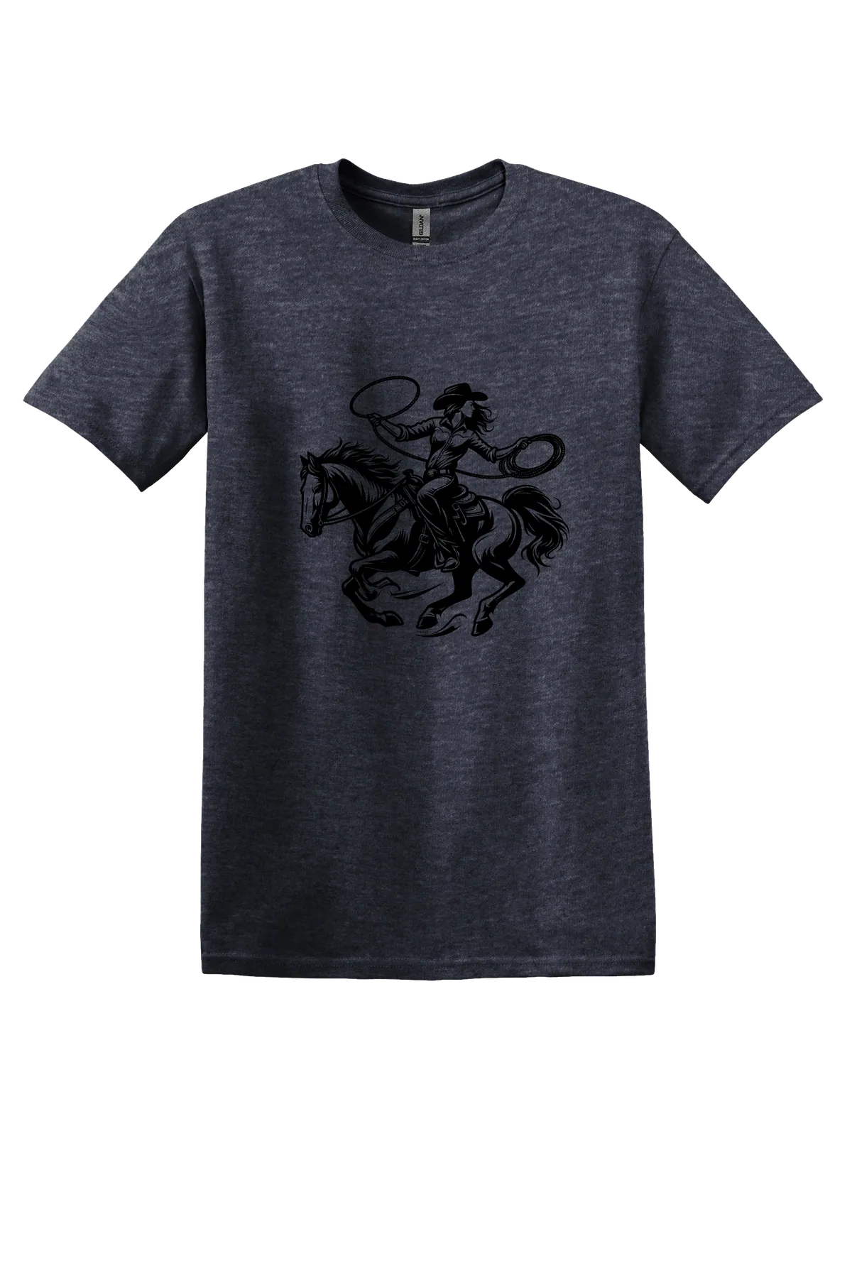 rodeo 128 Tee, Heather Navy, front print