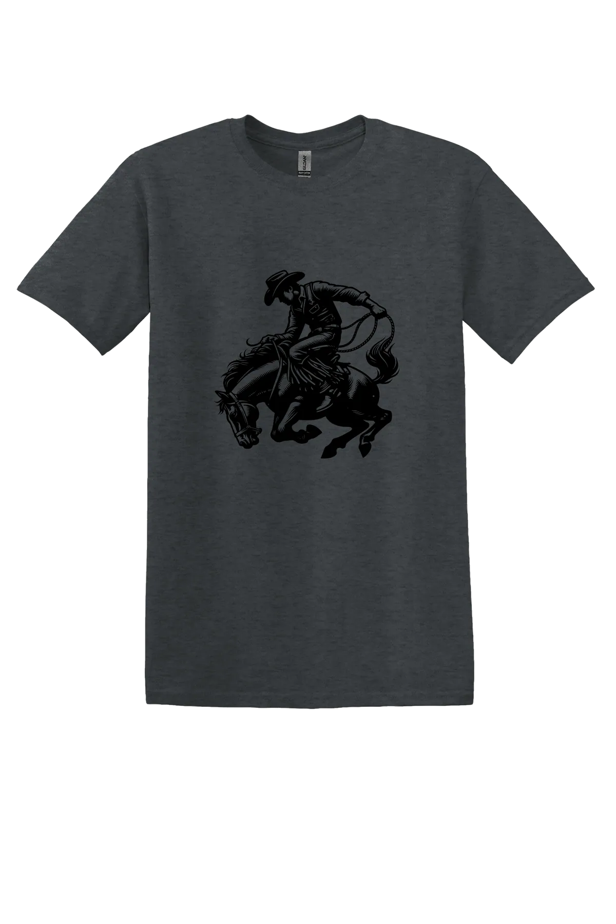 rodeo 138 Tee, Dark Heather, front print