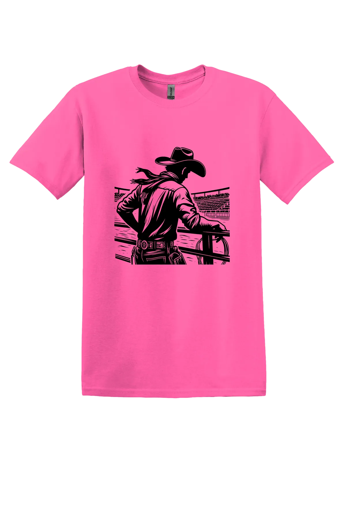 rodeo 175 Tee, Safety Pink, front print