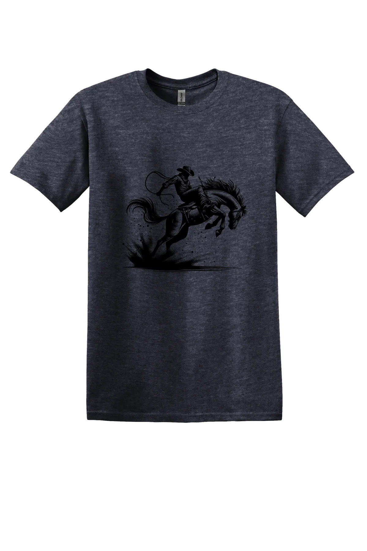 rodeo 190 Tee, Heather Navy, front print