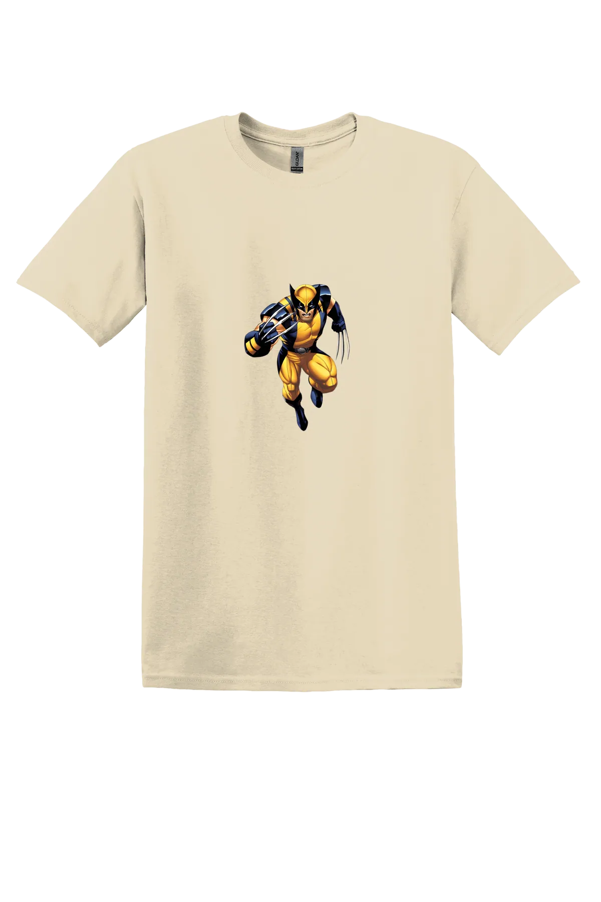 Super Heroes Tee No. 19, Sand, front print