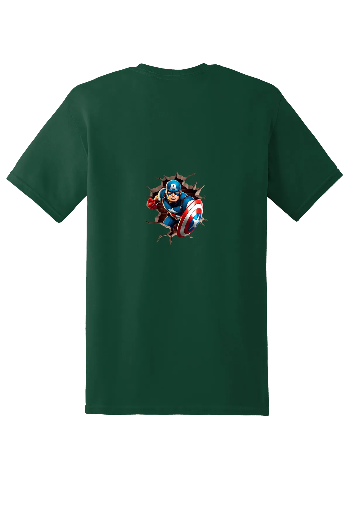 Super Heroes Tee No. 3, Forest  Green, back print