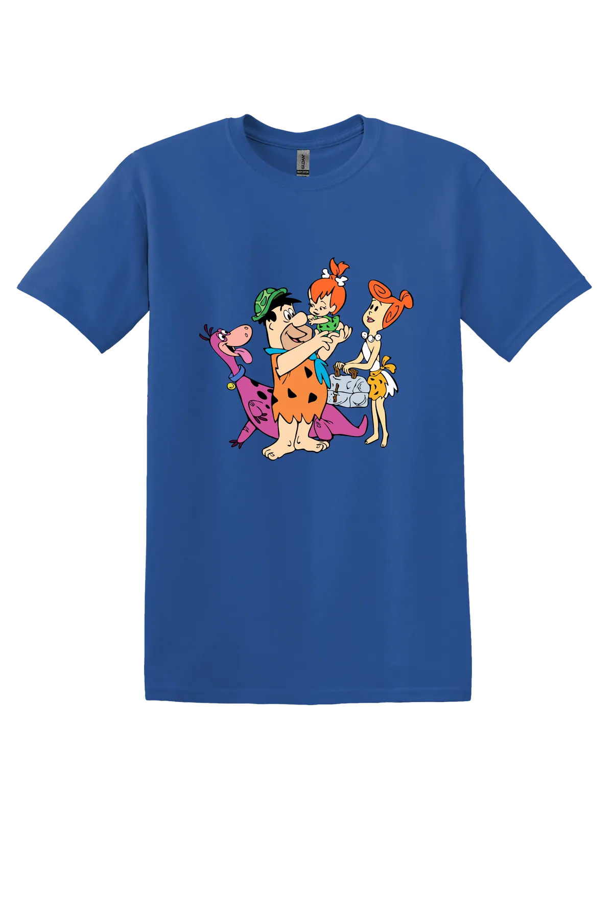 The Flintstones Flintstone Family 05 Tee, Neon Blue, front print