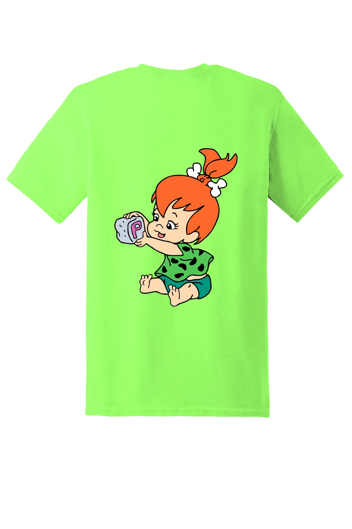 The Flintstones Pebbles 06 Tee, Neon Green, back print