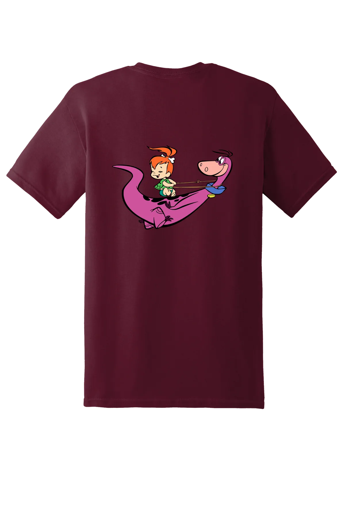 The Flintstones Pebbles and Dino 01 Tee, Maroon, back print